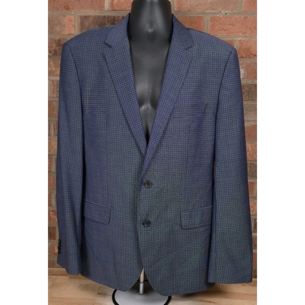 Hugo Boss The James‎ 5 Blazer Jacket Size 42R Blue Check Wool 2 Button
